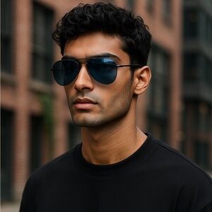 Tommy Hilfiger Benjamin Aviator Sunglasses Gunmetal And Black Frame Gray Tinted